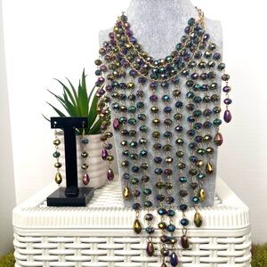 Multicolor Beaded Necklace and Earring Set